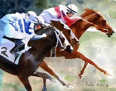 Image result for horse racing watercolor painting