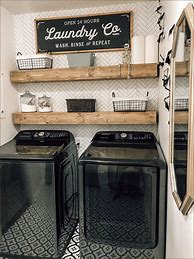 Image result for Laundry Room Wooden Hanging Shelf and Rod