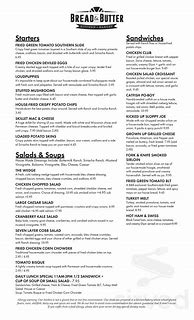 Image result for Bread and Butter Menu