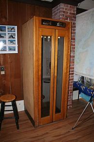 Image result for Antique Oak Telephone Cabinet Booth