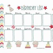 Image result for 12 Month Perpetual Birthday Calendar
