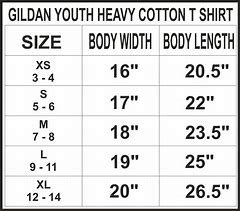 Image result for Youth Size Chart