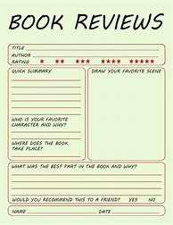 Image result for Book Review Template for College