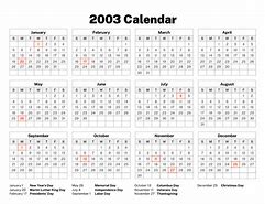Image result for 2003 Calendar