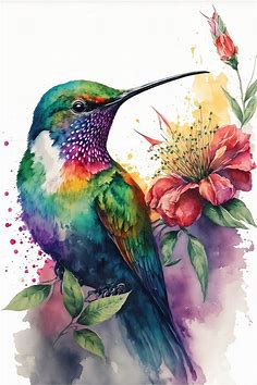 Two Humming Bird Watercolor Prints Wall Art Digital Download - Etsy | Watercolor hummingbird, Watercolor bird, Bird watercolor paintings