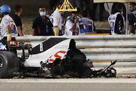 Image result for Grosjean Bahrain Crash