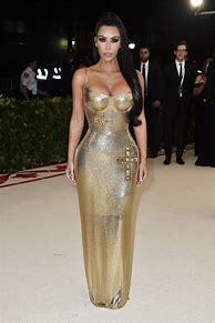 Image result for Kim Kardashian Gold Outfit