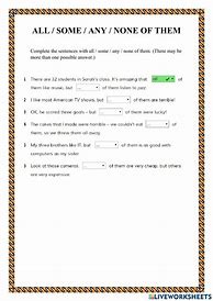 Image result for All None Any Worksheet