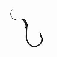 Image result for Realistic Fish Hook Clip Art Black and White