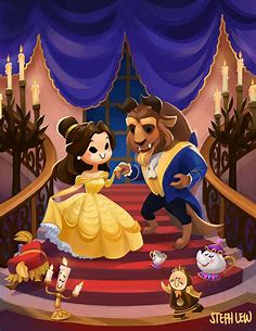 Beauty and the Beast cutie! print available on my Etsy. in 2020 | Disney cuties, Disney drawings, Disney fan art