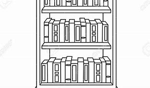 Image result for Bookshelf with Things On Clip Art Black and White