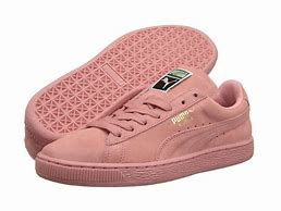 Image result for Grey Suede Puma Sneaker with Pink Stripe