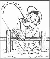Image result for Black and White Cartoon Boy Fishing