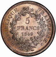 Image result for 1849 5 Franc Coin