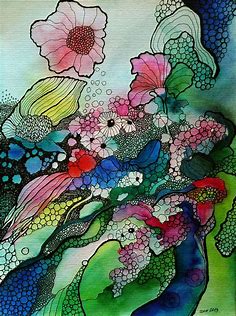Flowers by zzen | Flower art, Ink art, Watercolor and ink