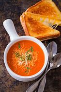 Image result for cream tomatoes soups with grill cheese