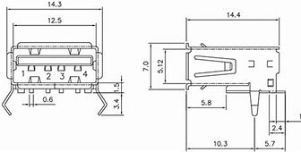 Image result for Double USB Type a Female Dimensions