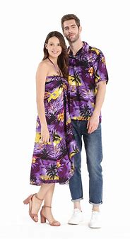 Image result for Couple Matching Hawaiian Luau Outfit