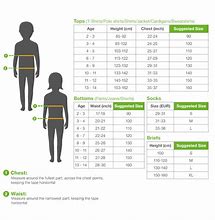 Image result for Size Chart for Toddlers
