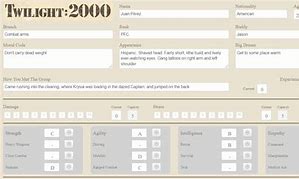 Image result for Twilight 2000 4E Character Sheet