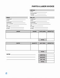 Image result for Parts and Labor Invoice Template
