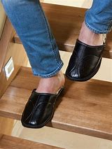 Image result for Black Leather Slippers for Men