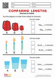 Image result for Comparing Length Worksheets First Grade