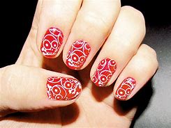 Image result for Red and Black Skull Nail Art