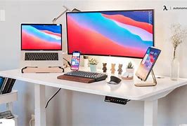 Image result for Laptop Monitor Desk Setup
