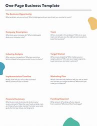 Image result for 1 Page Business Plan Example