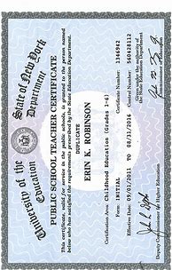 Image result for NY Teaching Certificate