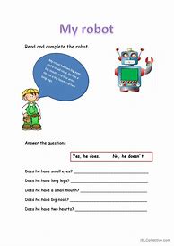 Image result for Robot Reading Worksheet