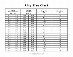 Image result for Free Printable Ring Size Chart