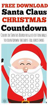 Image result for Santa Christmas Countdown Printable