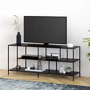 Image result for Wood and Metal Open Shelf TV Stand