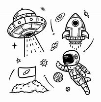 Image result for Black and White Outer Space Doodle Vectors