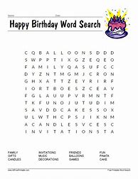 Image result for Free Printable Birthday Word Searches
