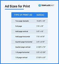 Image result for Standard Print Ad Sizes