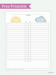 Image result for Weighted Free Printable Pros and Cons List