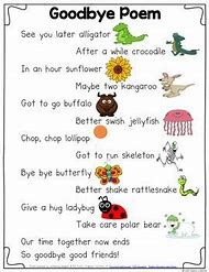Image result for Goodbye Poem for Children in Preschool