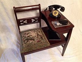 Image result for Vintage Wooden Telephone Table