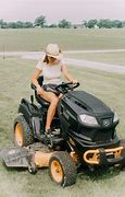 Image result for Woman Riding Lawn Mower