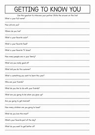 Image result for Get to Know You Worksheet Adults