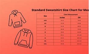 Image result for Men's Sweatshirt Size Chart