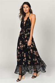 Image result for Black Floral Maxi Dress