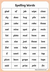 Image result for Words for Kids to Spell