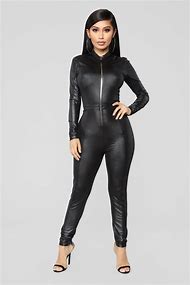 Image result for Leather Jumpsuit Lace Up