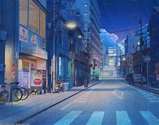 Image result for Anime Night City Street