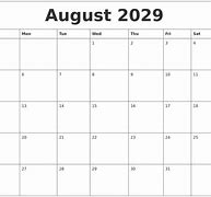 Image result for August 2029 Calendar