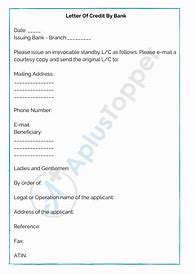 Image result for Letter of Credit Template